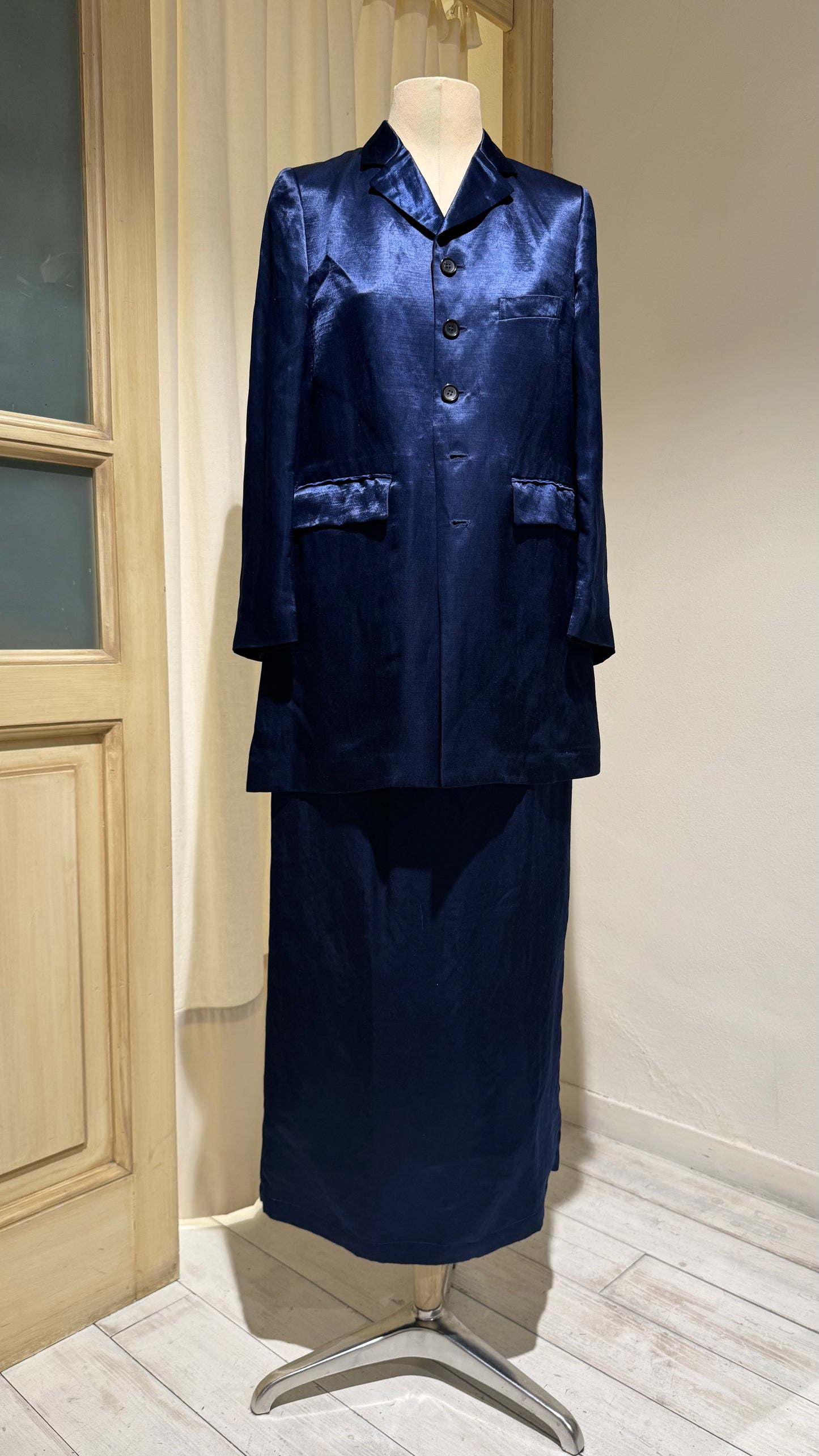 W - Combined Blazer + Skirt - COMME DES GARCONS - Year 1995 - Indigo Blu