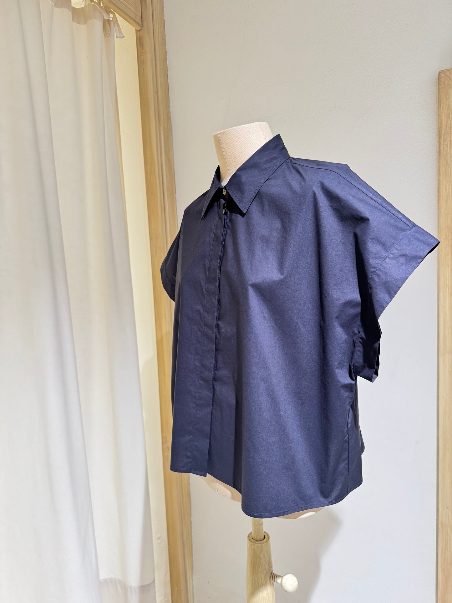 W SHORT SLEEVE SHIRT - FORTE FORTE - NAVY BLUE