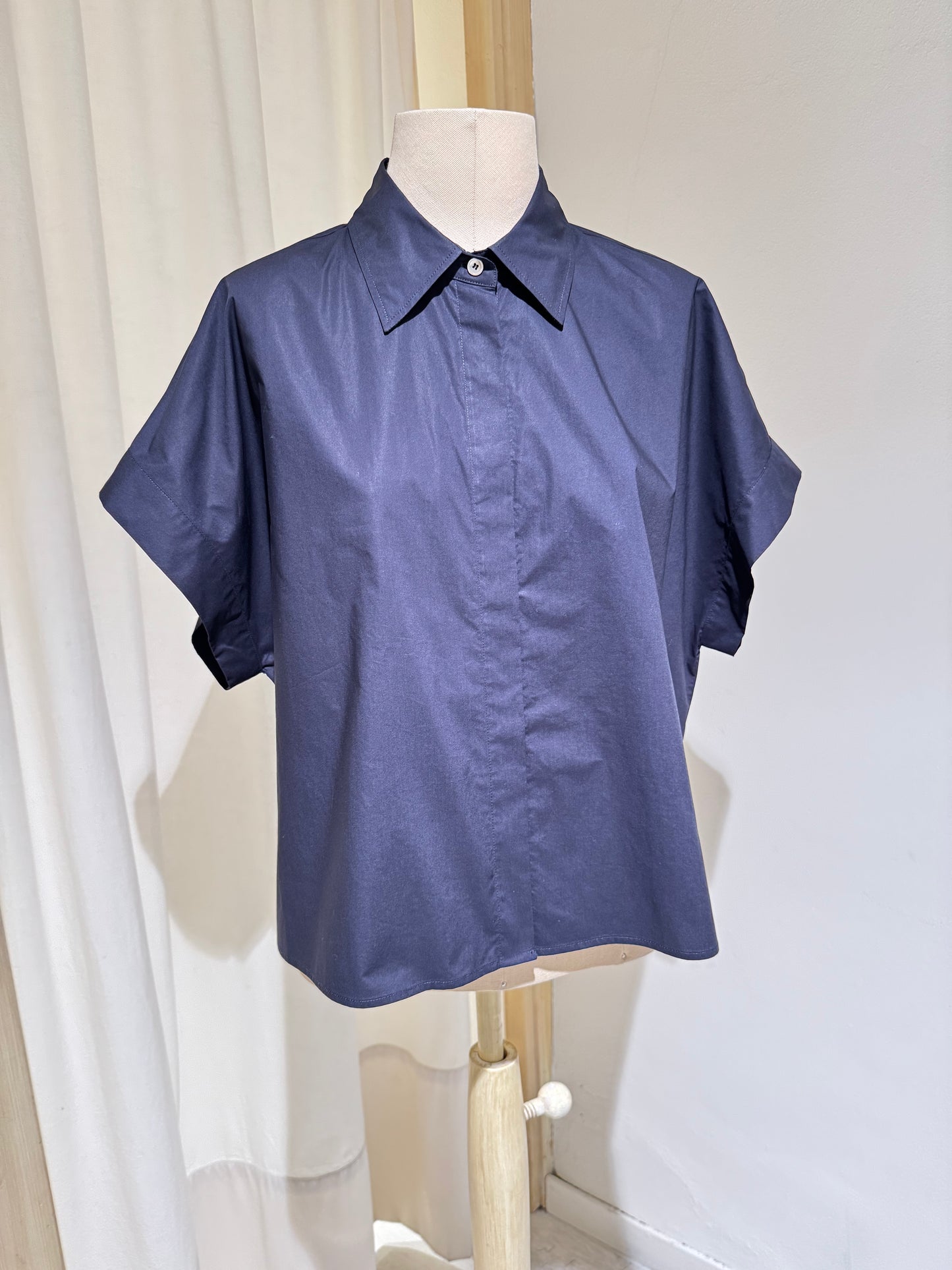 W SHORT SLEEVE SHIRT - FORTE FORTE - NAVY BLUE