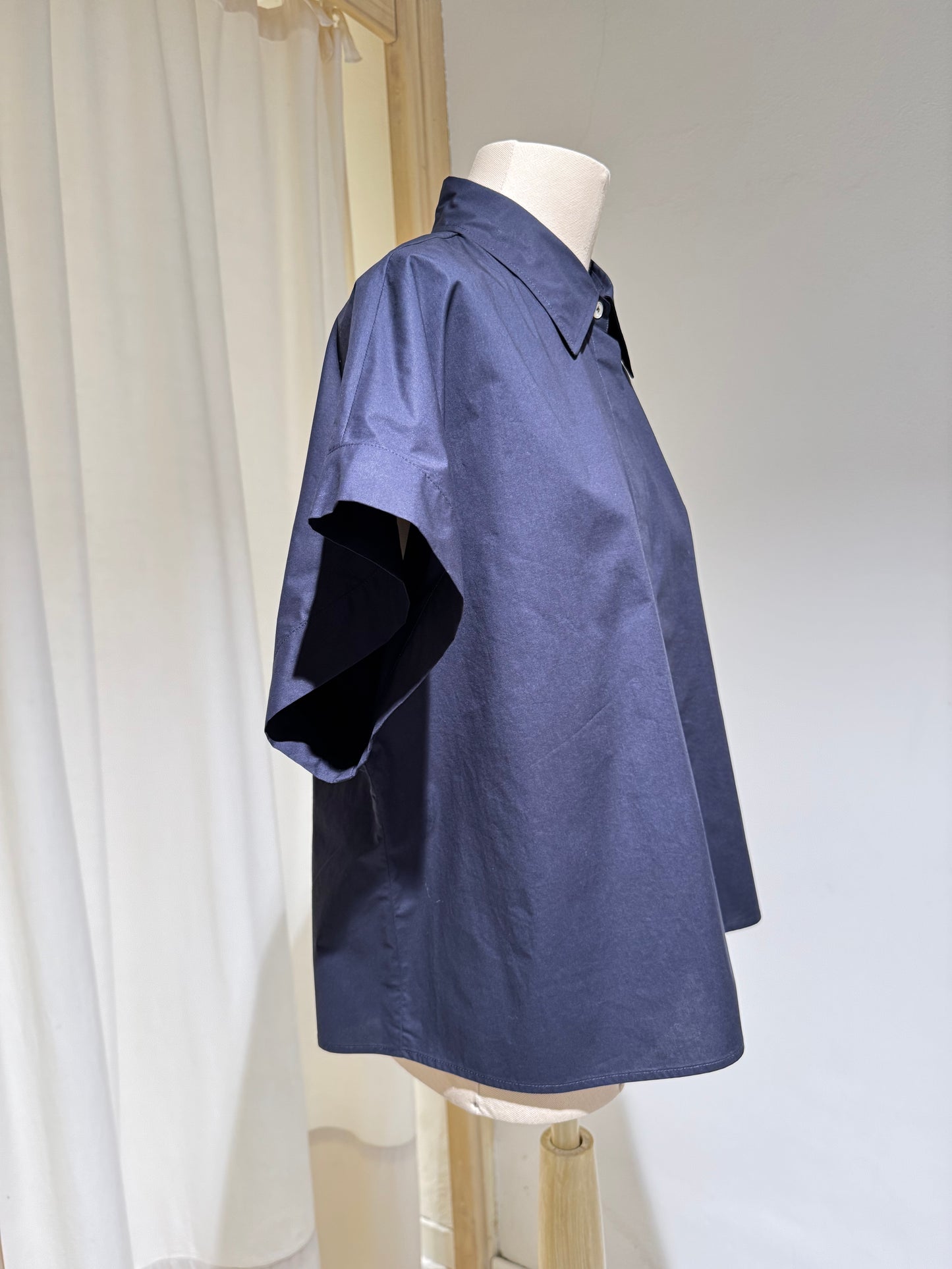 W SHORT SLEEVE SHIRT - FORTE FORTE - NAVY BLUE