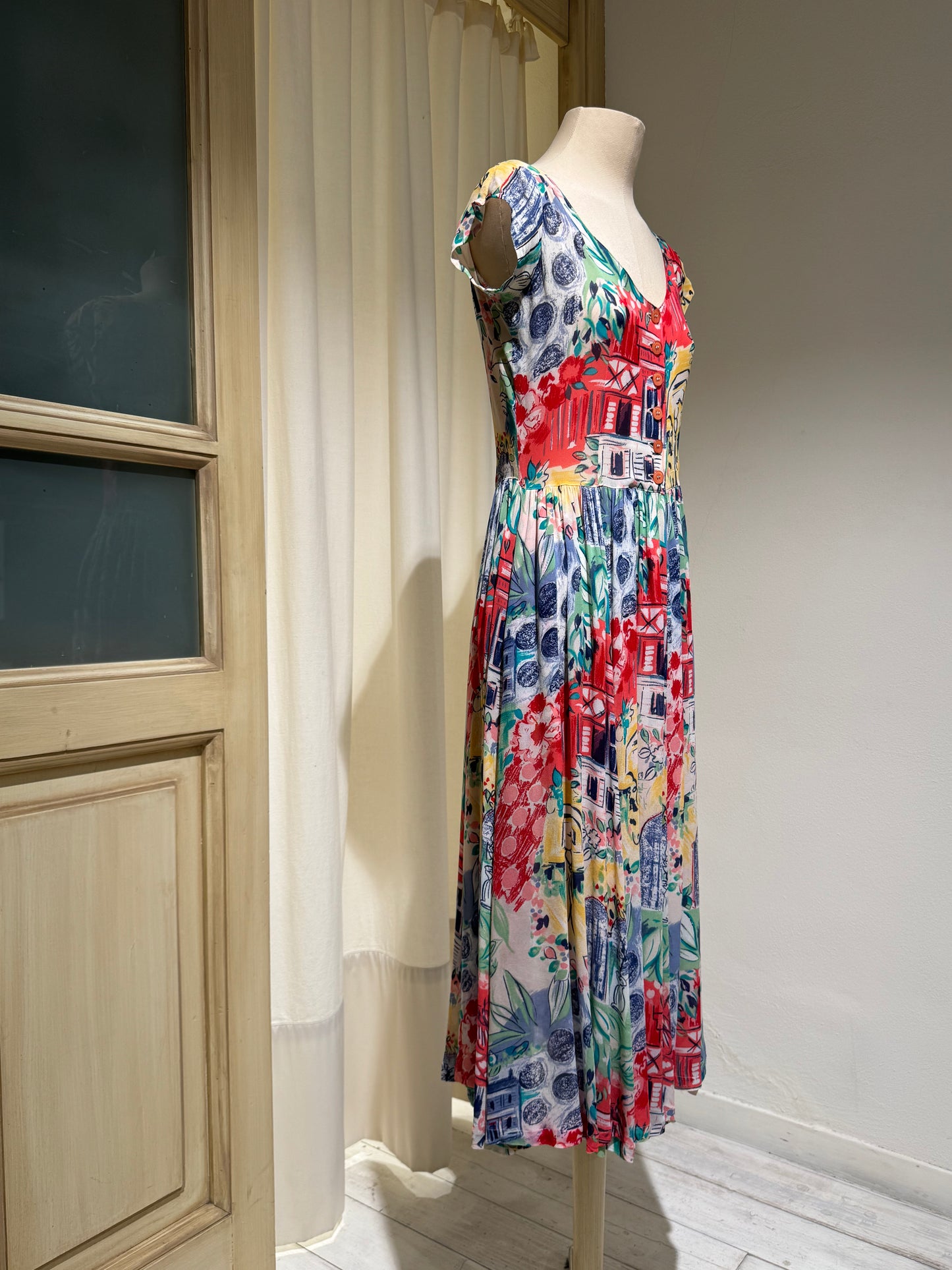W - Dress - JUNGLE KENZO - year 1987 - Flower Print