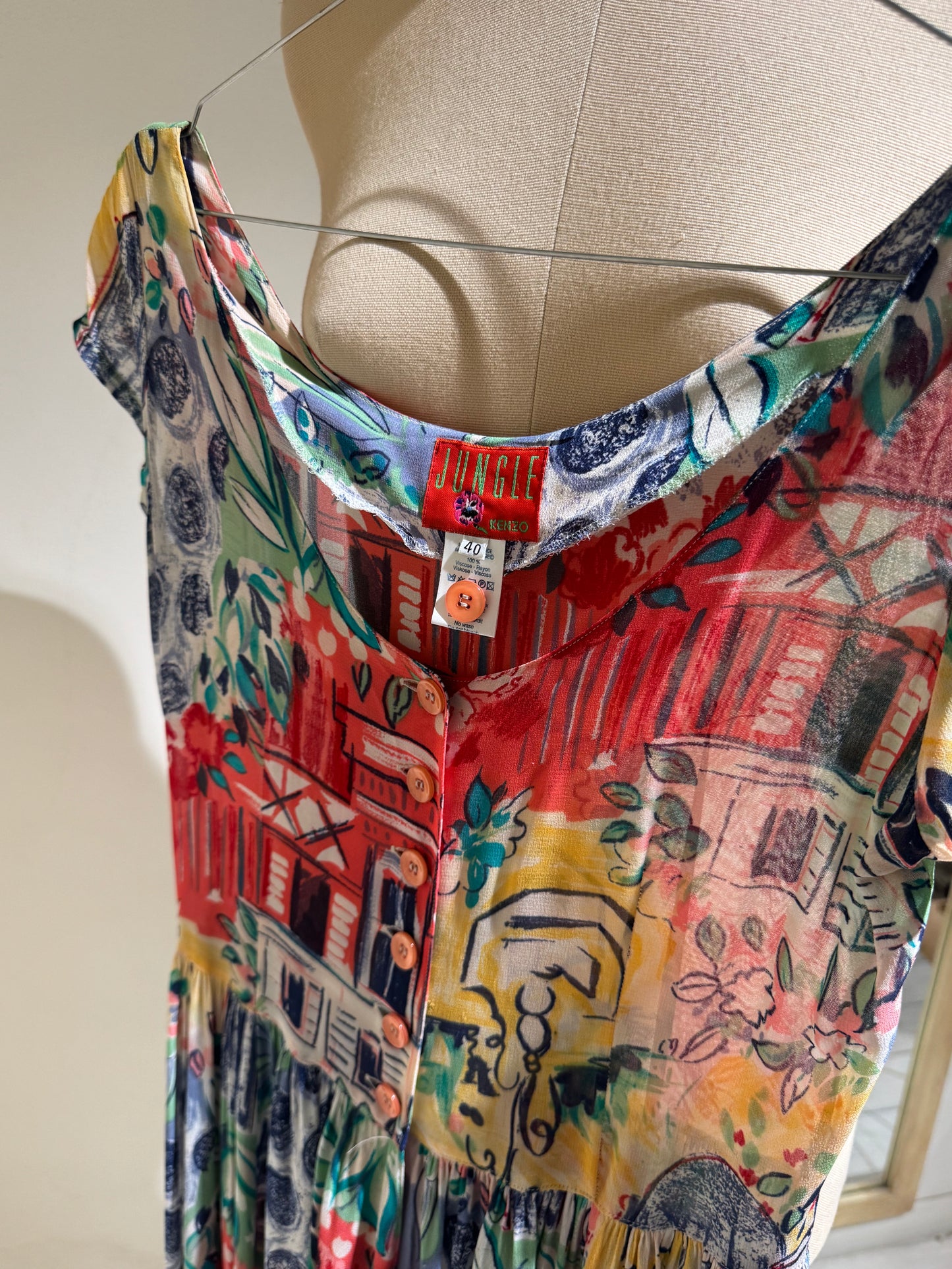 W - Dress - JUNGLE KENZO - year 1987 - Flower Print