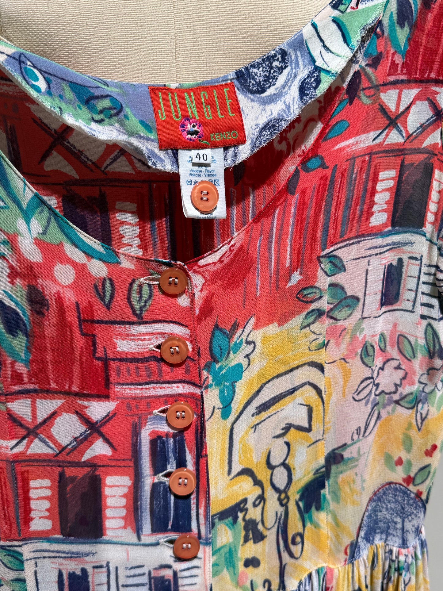 W - Dress - JUNGLE KENZO - year 1987 - Flower Print
