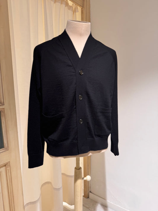 M - Woolcot Bio Loose Cardigan - UNIVERSAL WORKS - Black
