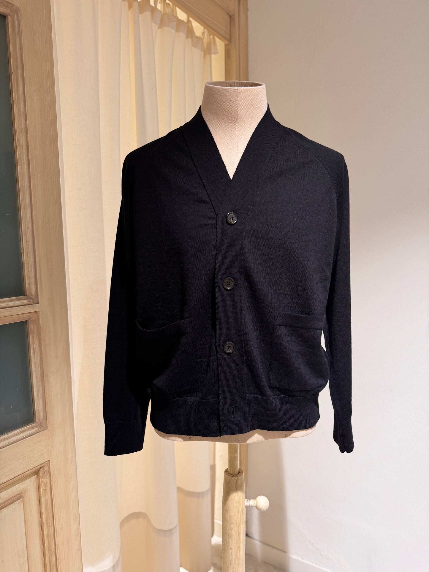 M - Woolcot Bio Loose Cardigan - UNIVERSAL WORKS - Black