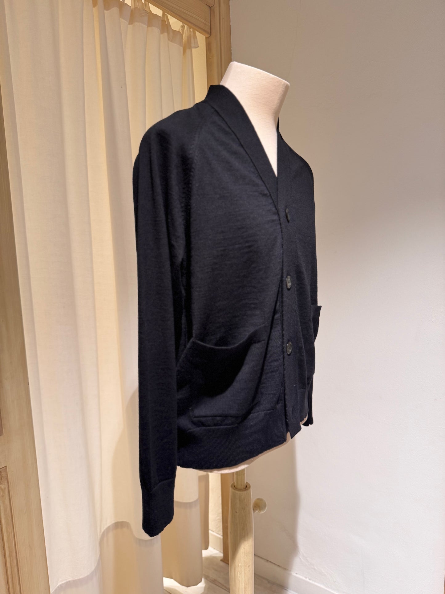 M - Woolcot Bio Loose Cardigan - UNIVERSAL WORKS - Black
