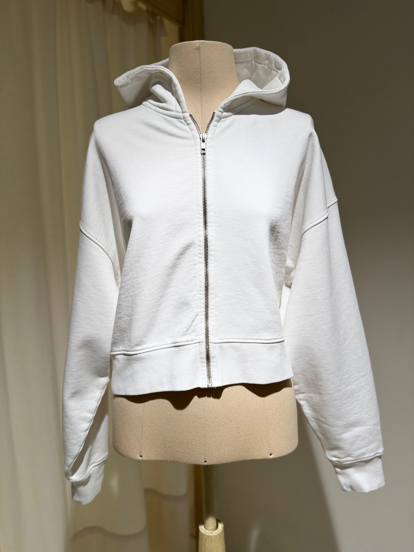 W ORDANIC CROP ZIP HOODIE - COLORFUL STANDARD - Optical White