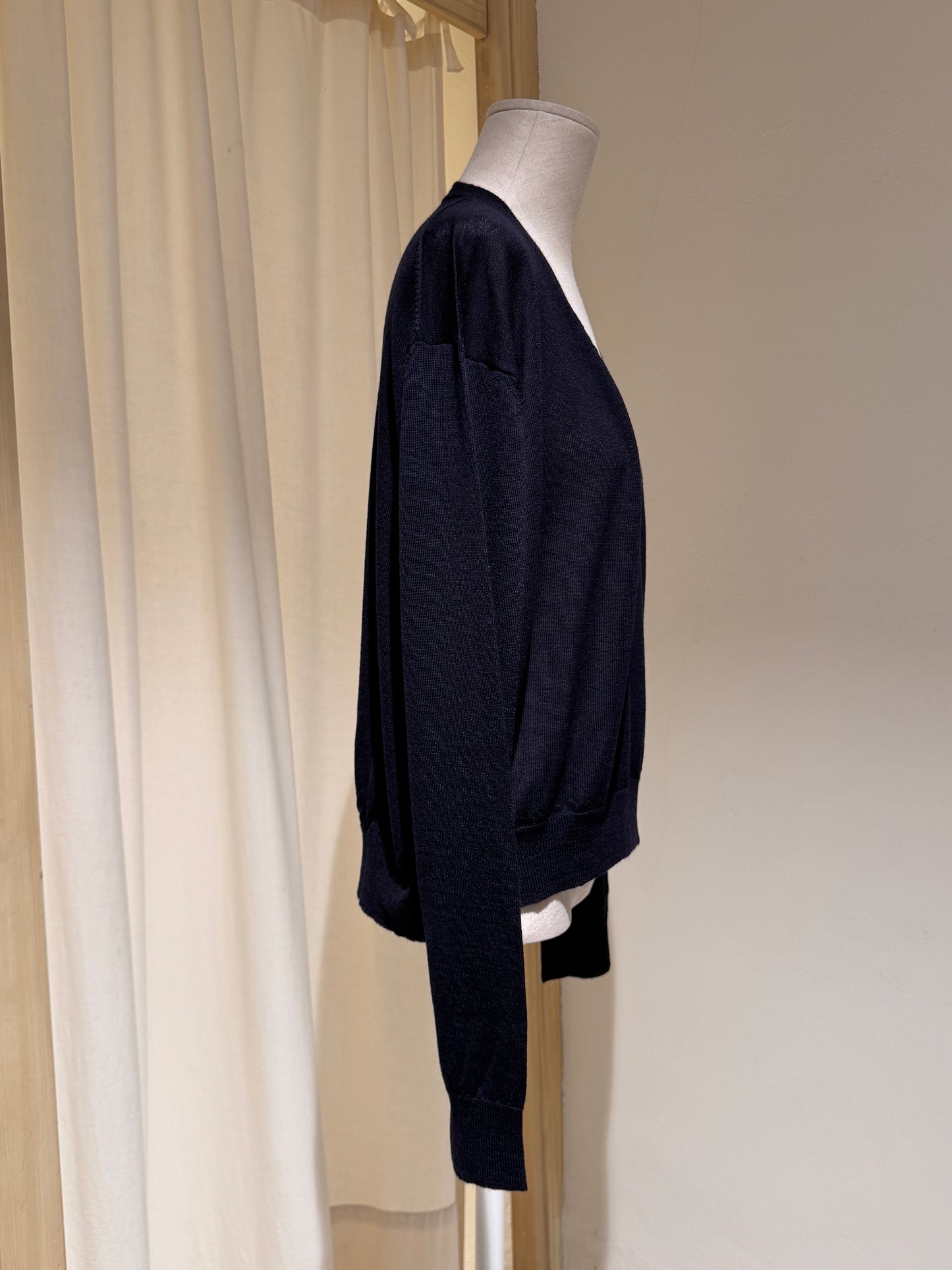 W V Neck Knit - PHIILI - Dark Blue