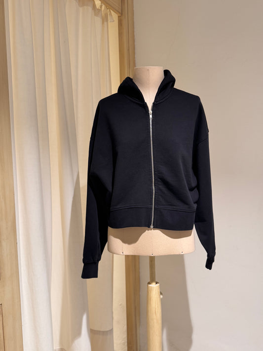 W - Organic Crop Zip Hood - COLORFUL STANDARD Black