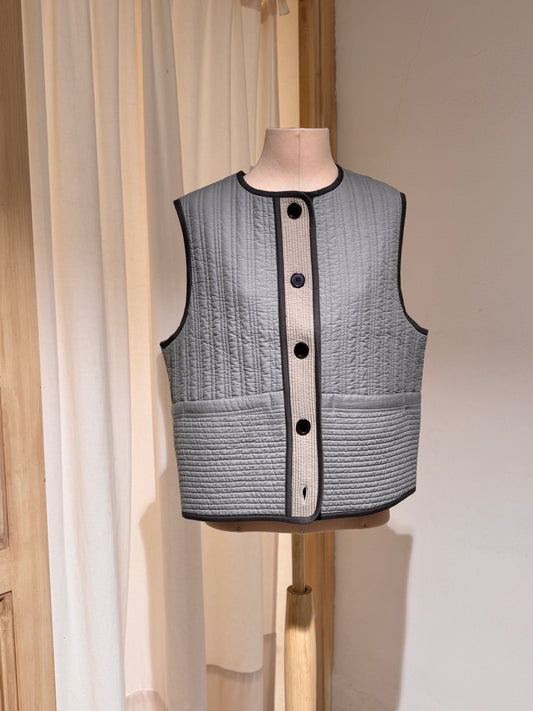 W - Hima Sleeveless Quilted Cotton Jacket - SOEUR - Sage