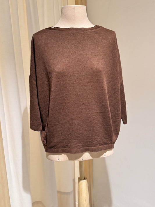 W - Linenn Pull Knit Boat Neck - MA'RY'YA - Brown
