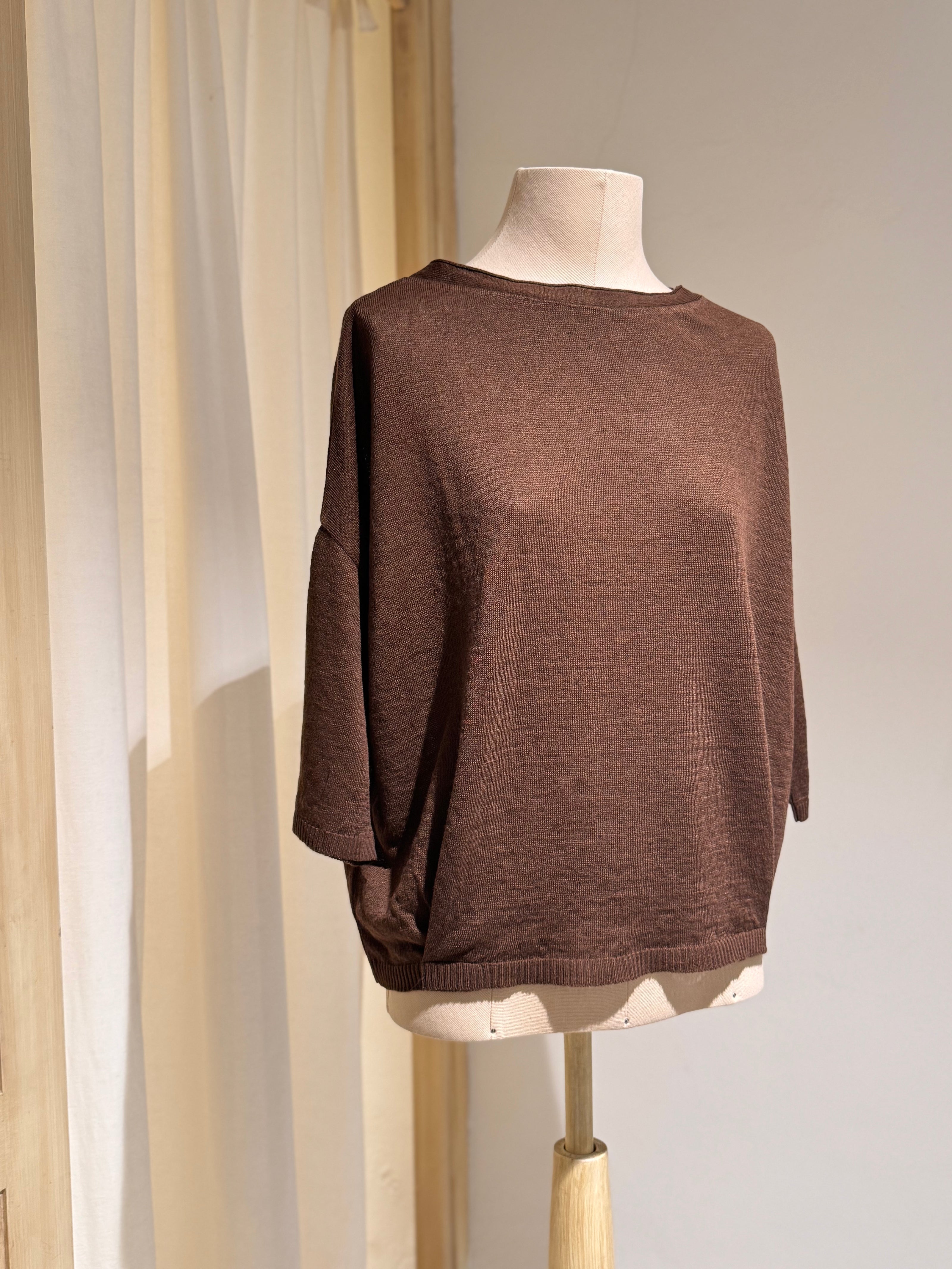 LINEN PULL KNIT BOAT NECK - MA'RY'YA