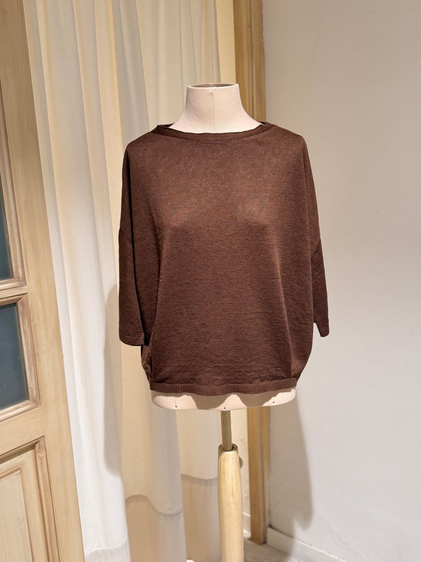 LINEN PULL KNIT BOAT NECK - MA'RY'YA