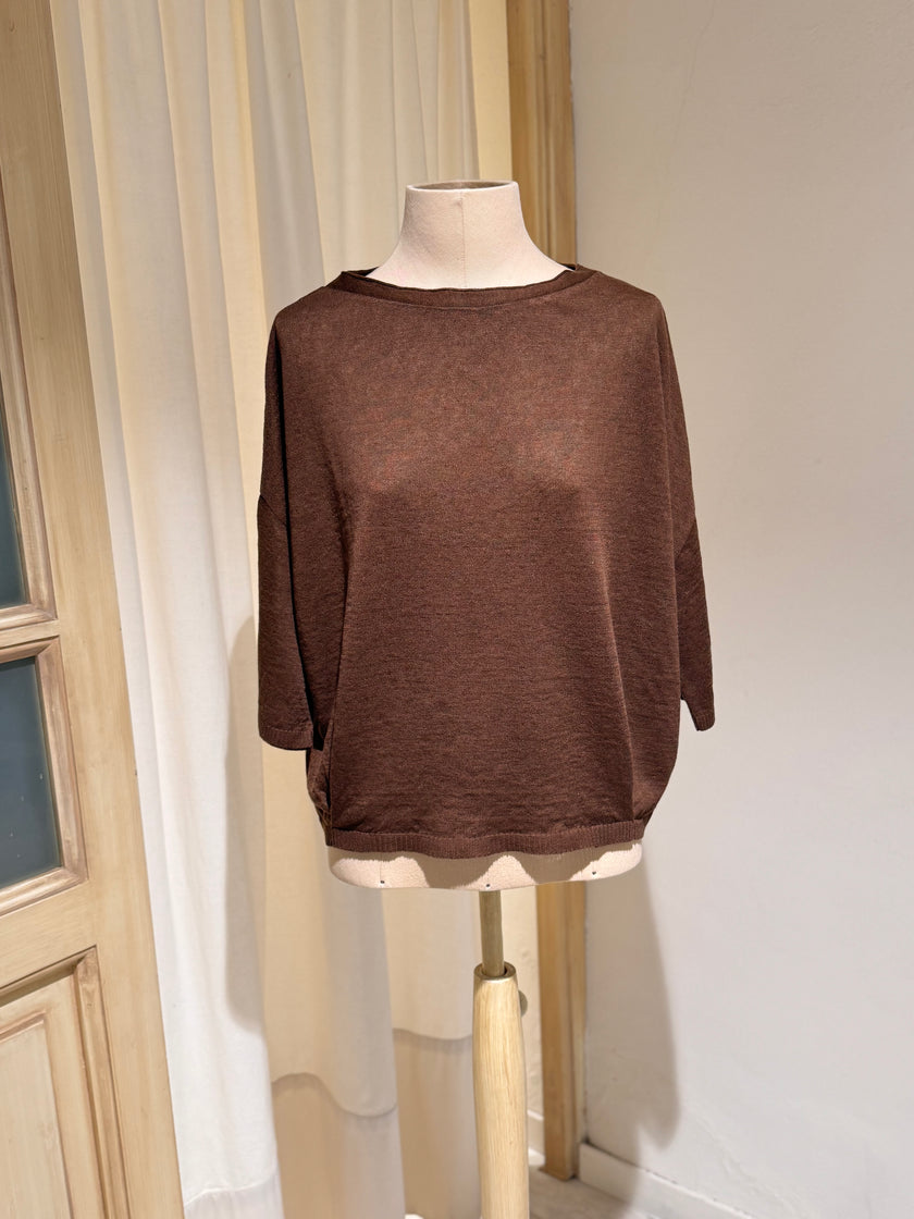 LINEN PULL KNIT BOAT NECK - MA'RY'YA