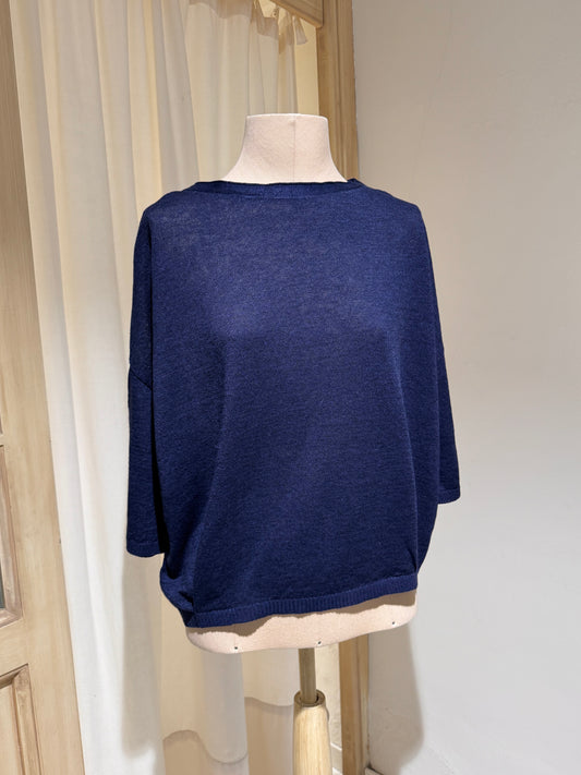 W - Linenn Pull Knit Boat Neck - MA'RY'YA - Blue