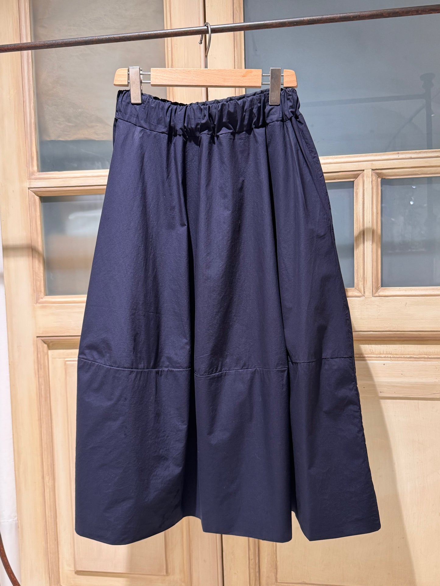 W - Elasticated Waist Midi Skirt - APUNTOB - Blue