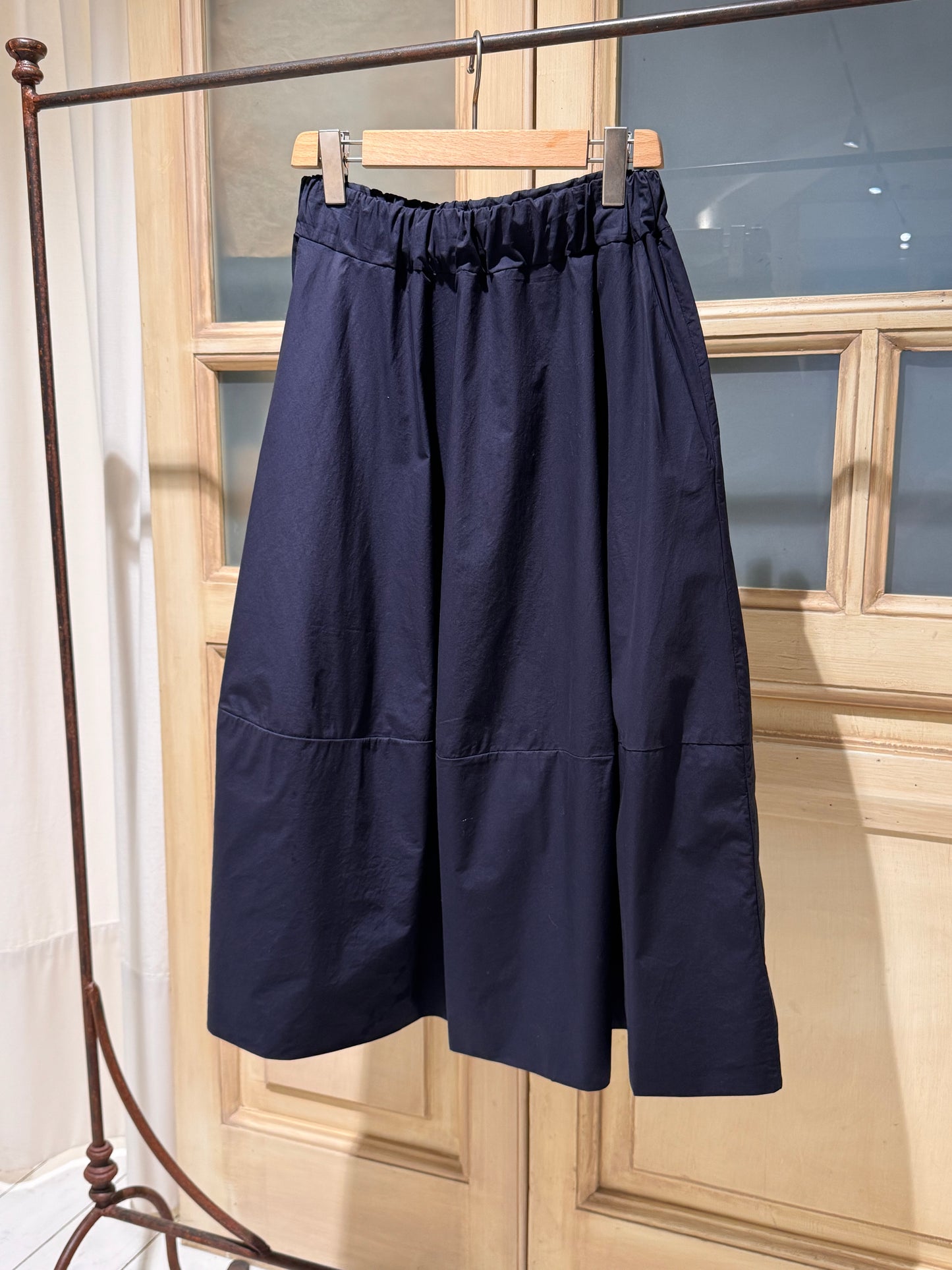 W - Elasticated Waist Midi Skirt - APUNTOB - Blue