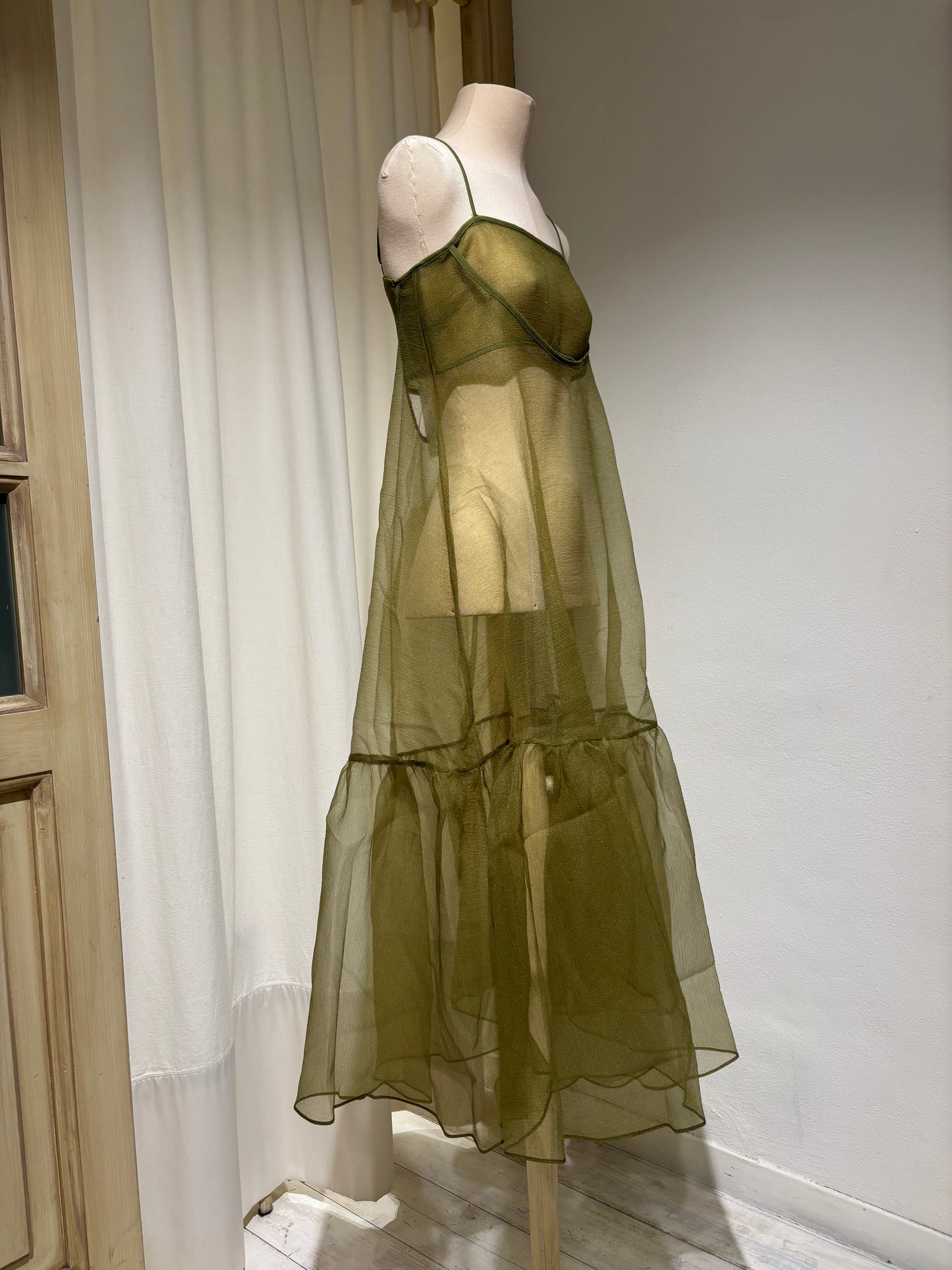 W Cut-Out Organza Dress - ESTHE - Green