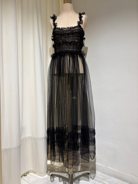 W - Tulle Ruffle Sundress - ESTHE - Black
