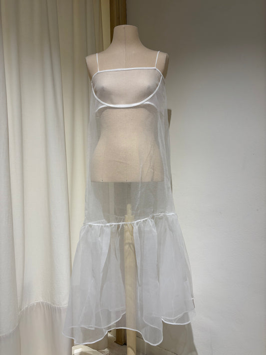 W Cut-Out Organza Dress - ESTHE - White