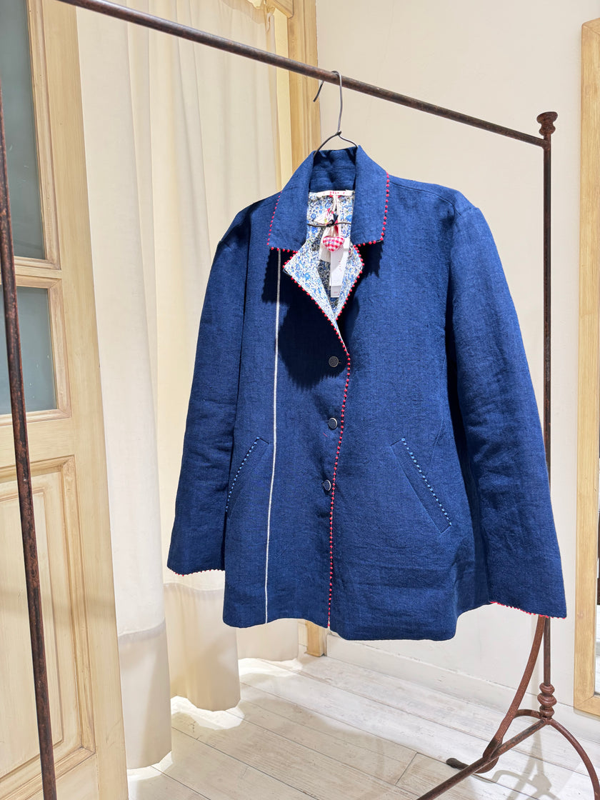 W REVERSIBLE BLAZER - I LOVE PÈRO - Blue/LibertyFlowers