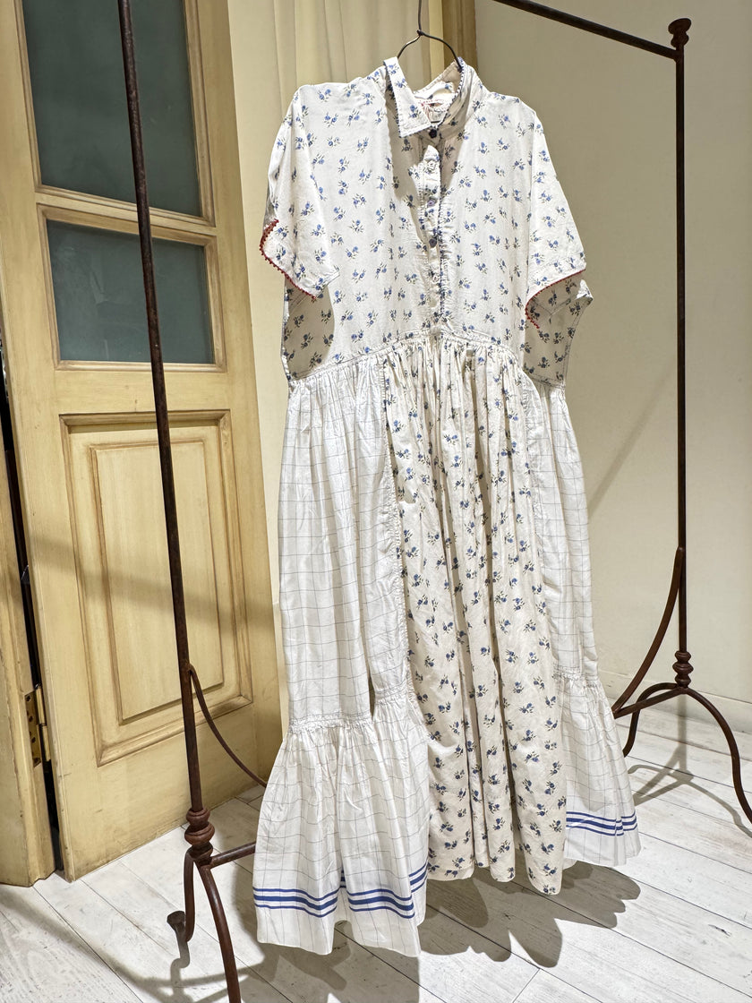 W DRESS Short Sleeve - I LOVE PÈRO - Milk, Sky Blue