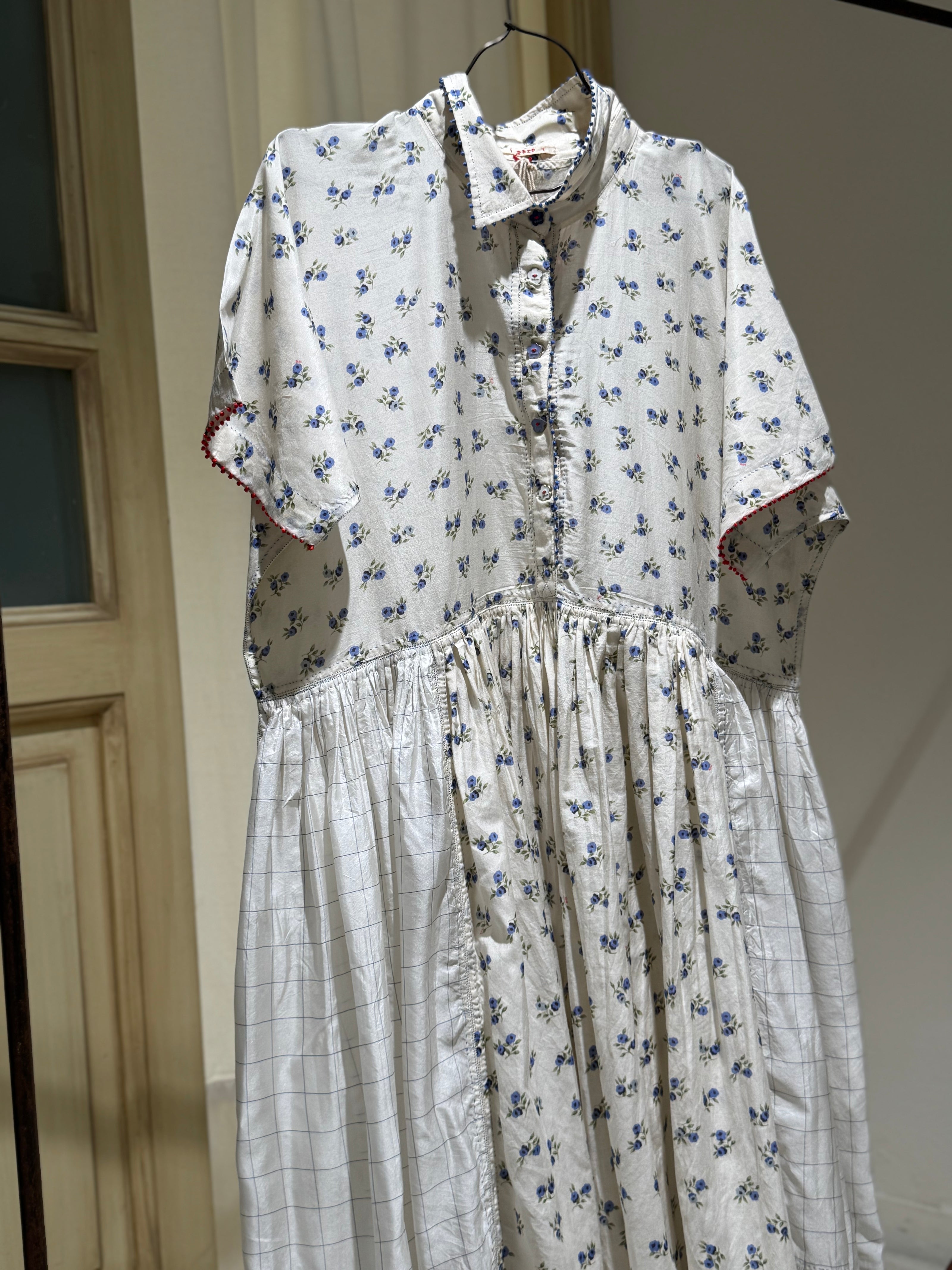W DRESS Short Sleeve - I LOVE PÈRO - Milk, Sky Blue