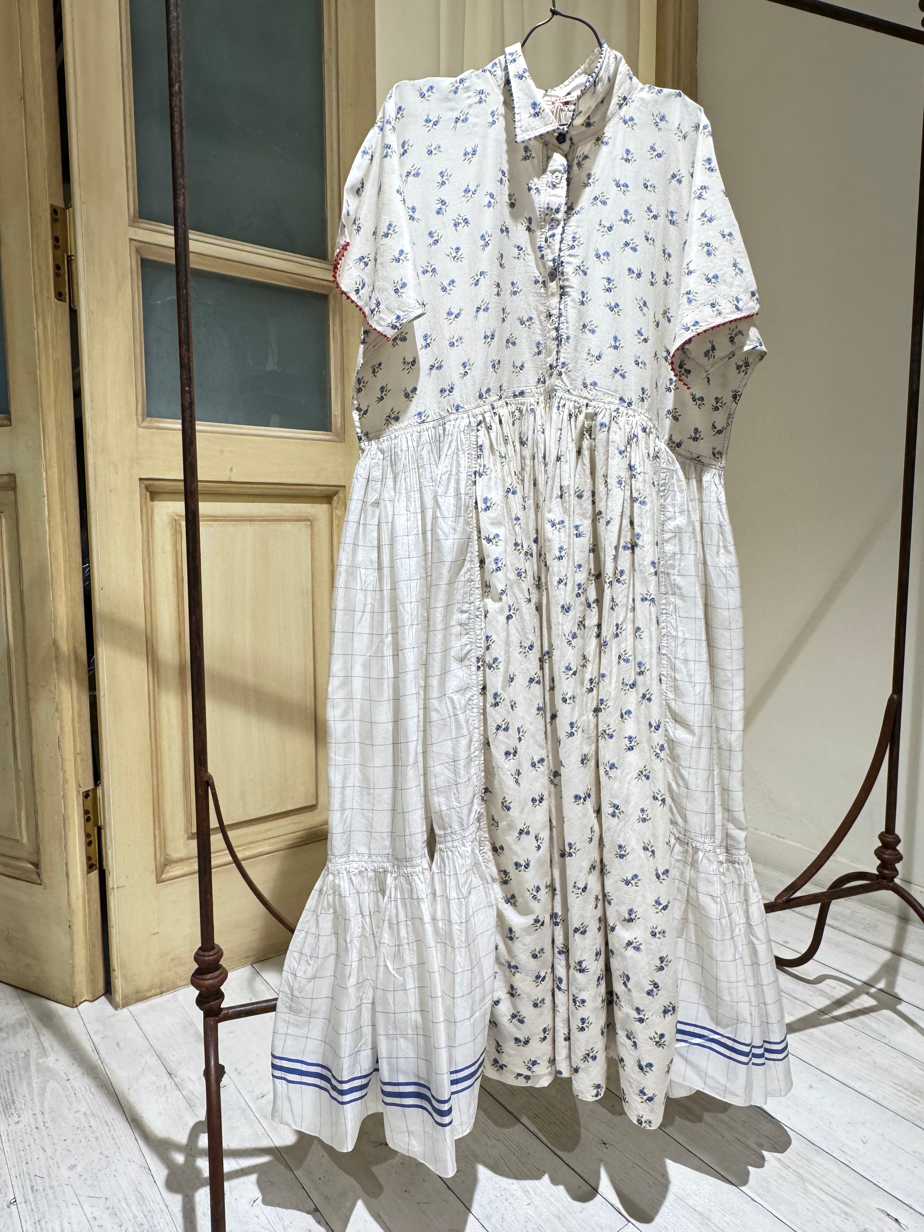 W DRESS Short Sleeve - I LOVE PÈRO - Milk, Sky Blue
