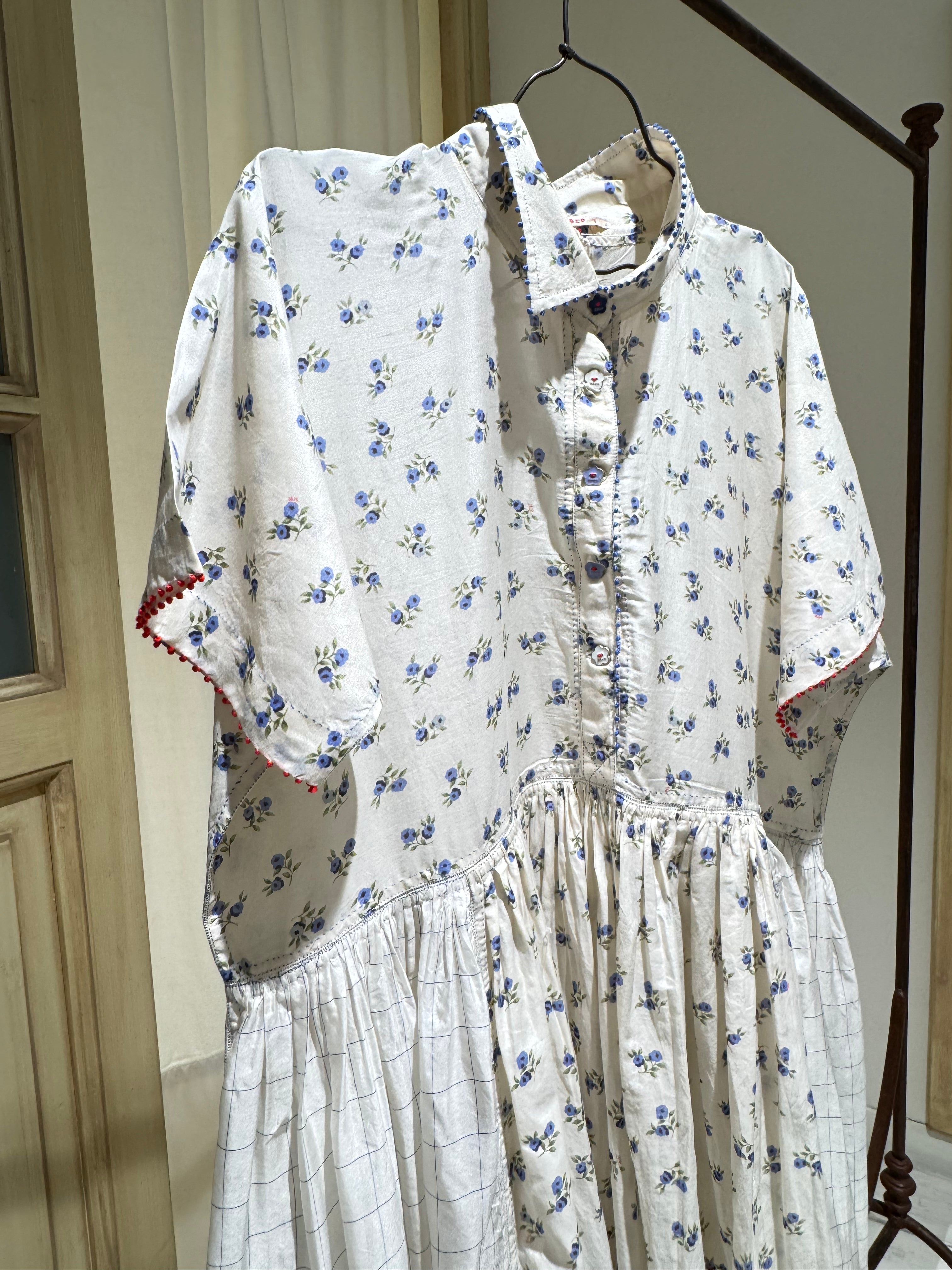 W DRESS Short Sleeve - I LOVE PÈRO - Milk, Sky Blue