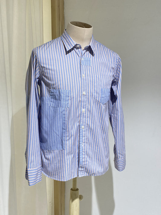M PATCHED SHIRT - UNIVERSAL WORKS - Busy Stripe Cotton