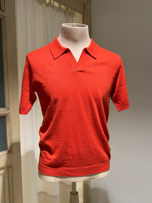 M Leif Polo in cotone e lino - NORSE PROJECTS - Blood Orange