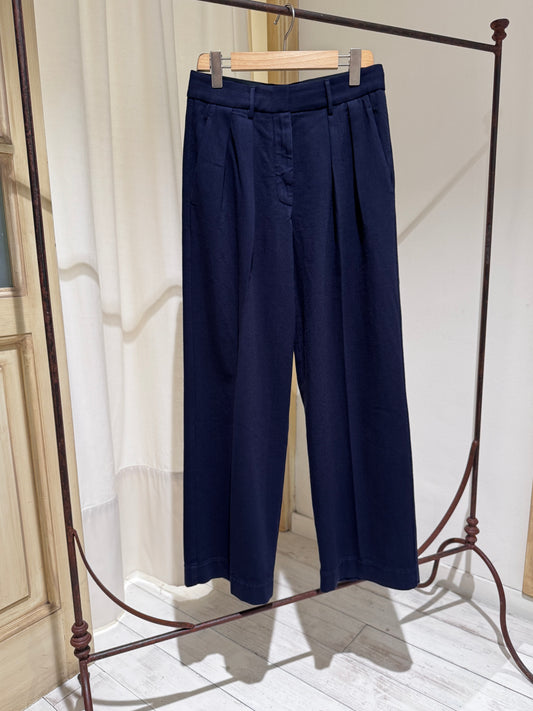 W Pant Pleated - FORTE FORTE - Navy