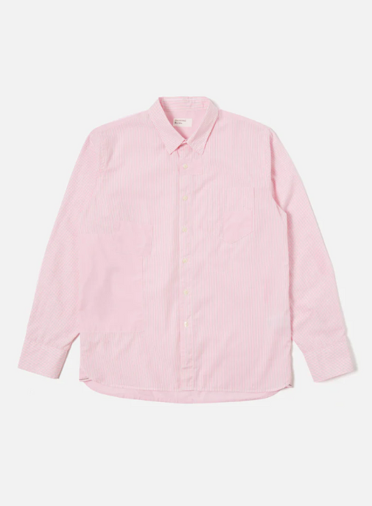 M PATCHED SHIRT - UNIVERSAL WORKS - PINK STRIPE