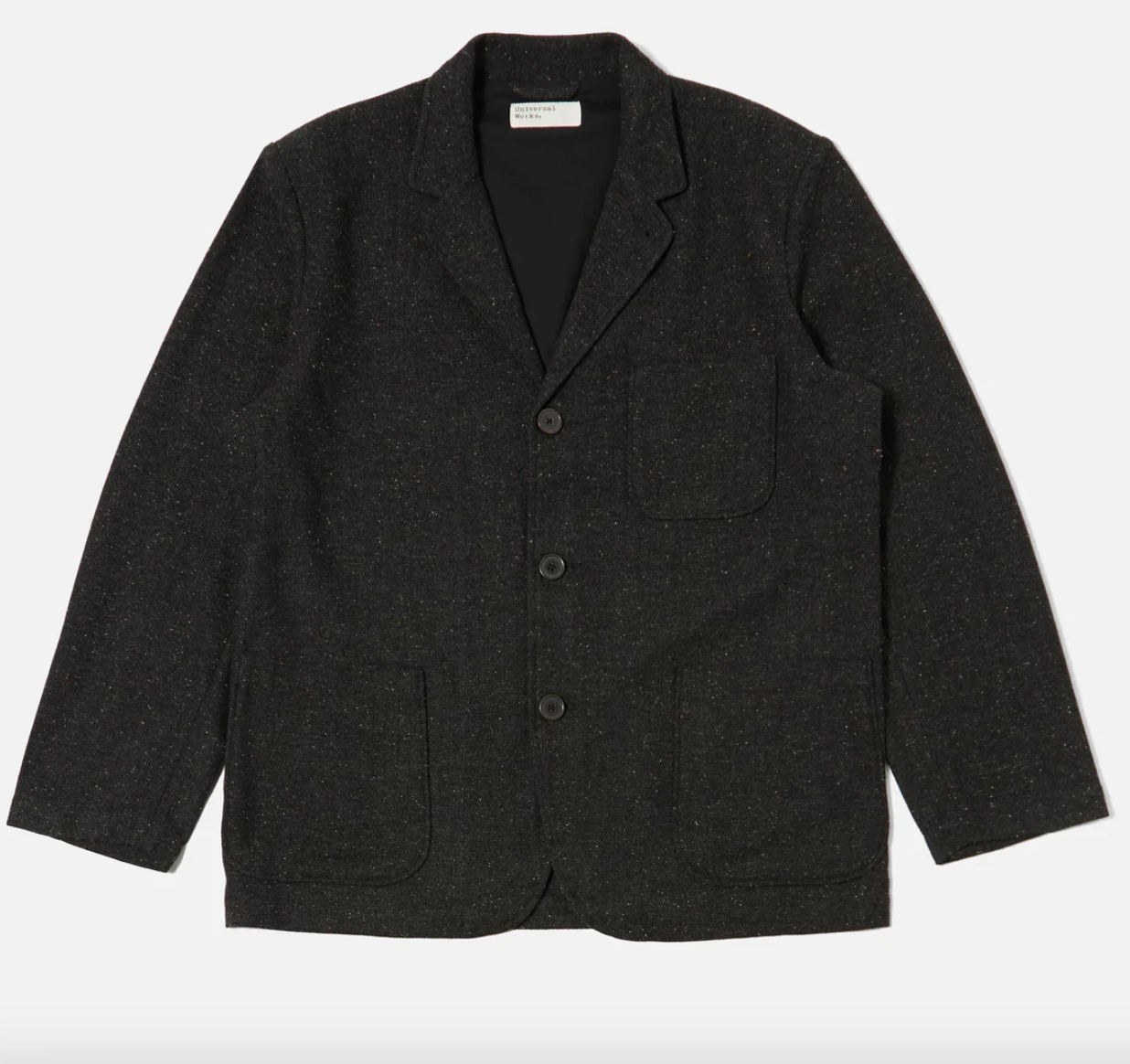M Salt N Pepper Tweed Three Button Jacket - UNIVERSAL WORKS - Black