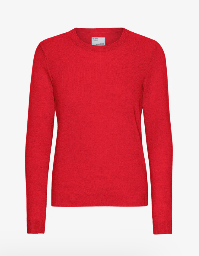 W Light Merino Wool Crew - COLORFUL STANDARD - Scarlet Red