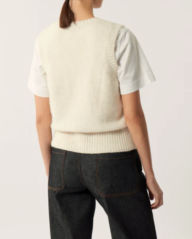 W KNIT GILET - SEOUR - MILK